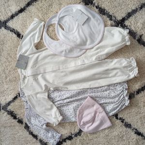 Kissy Kissy Baby Girl bundle small 0-3 NWT Gown Bibs Hat